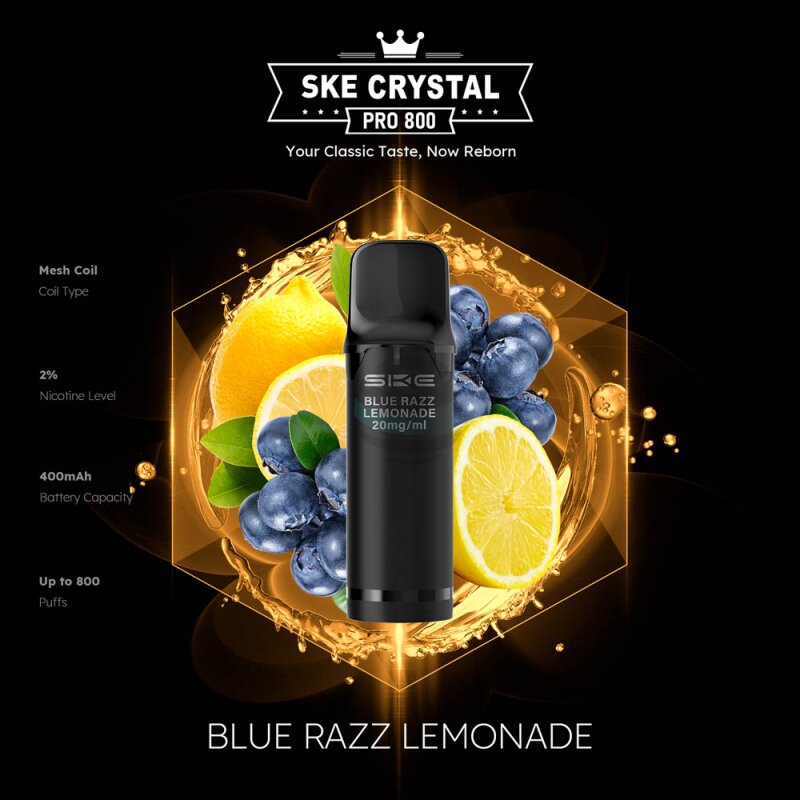 SKE Crystal Pro Pods 800 Blue Razz Lemonade (2er)  800 Zge